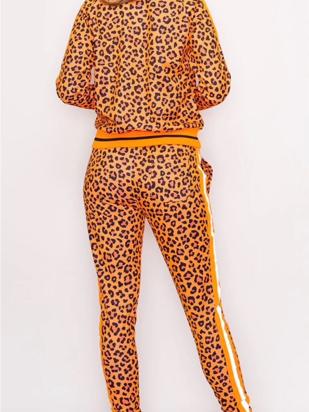 Victorious Neon Orange Leopard Print Jogger Suit, Size Small, NWOT - Picture 4 of 7